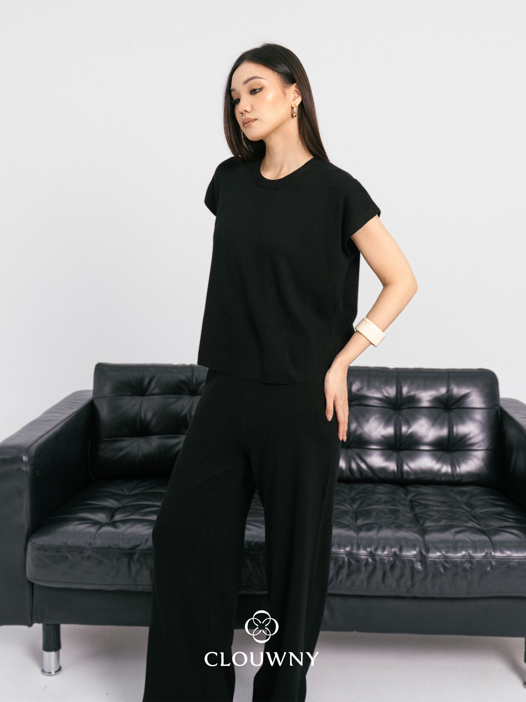 Goldie Round Knit Set - Black